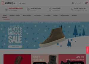 How shoebacca.com looks like on a tablet such as an iPad.