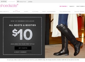 How shoedazzle.com looks like on a tablet such as an iPad.