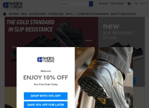 How shoesforcrews.com looks like on a tablet such as an iPad.