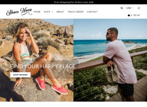 How shoesnova.com looks like on a tablet such as an iPad.