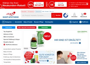 How shop-apotheke.at looks like on a tablet such as an iPad.