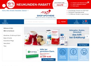 How shop-apotheke.ch looks like on a tablet such as an iPad.