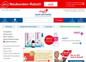 How shop-apotheke.com looks like on a tablet such as an iPad.