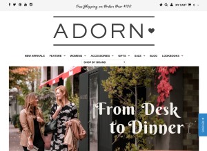 How shopadorn.com looks like on a tablet such as an iPad.