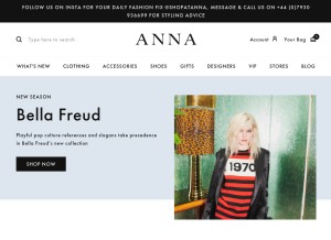 How shopatanna.com looks like on a tablet such as an iPad.