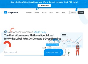 How shopbase.com looks like on a tablet such as an iPad.