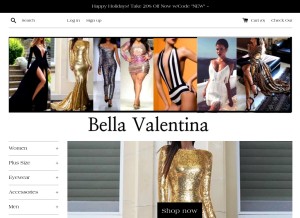 How shopbellavalentina.com looks like on a tablet such as an iPad.