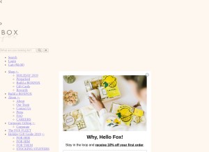 How shopboxfox.com looks like on a tablet such as an iPad.