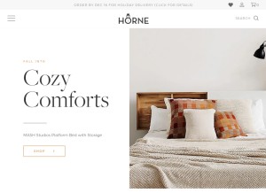 How shophorne.com looks like on a tablet such as an iPad.