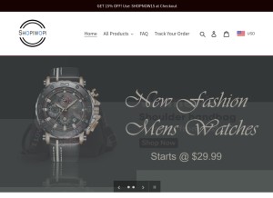 How shopiwopi.com looks like on a tablet such as an iPad.