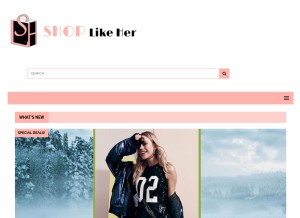 How shoplikeher.com looks like on a tablet such as an iPad.