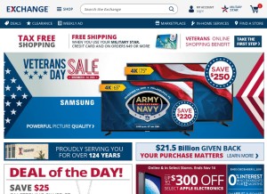 How shopmyexchange.com looks like on a tablet such as an iPad.