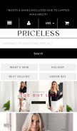How shoppriceless.com looks like on a mobile device such as an iPhone.
