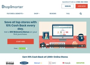How shopsmarter.com looks like on a tablet such as an iPad.