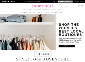 How shoptiques.net looks like on a tablet such as an iPad.