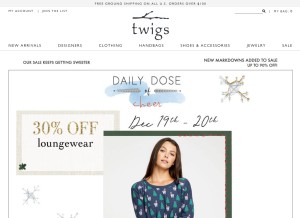 How shoptwigs.com looks like on a tablet such as an iPad.