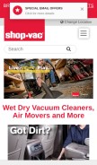 How shopvac.com looks like on a mobile device such as an iPhone.