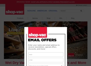 How shopvac.com looks like on a tablet such as an iPad.