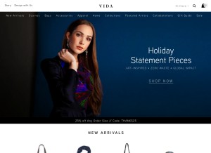 How shopvida.com looks like on a tablet such as an iPad.