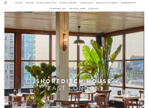 How shoreditchhouse.com looks like on a tablet such as an iPad.