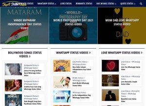 How short-status-video.com looks like on a tablet such as an iPad.