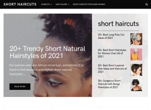 How shorthaircuts.org looks like on a tablet such as an iPad.