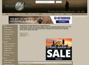 How shotgunworld.com looks like on a tablet such as an iPad.