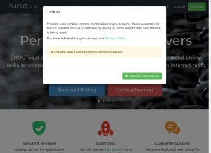 How shoutca.st looks like on a tablet such as an iPad.