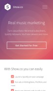 How show.co looks like on a mobile device such as an iPhone.
