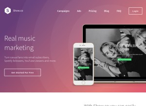 How show.co looks like on a tablet such as an iPad.