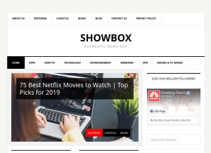 How showbox.fun looks like on a tablet such as an iPad.