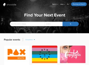 How showclix.com looks like on a tablet such as an iPad.