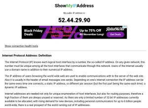 How showmyipaddress.com looks like on a tablet such as an iPad.