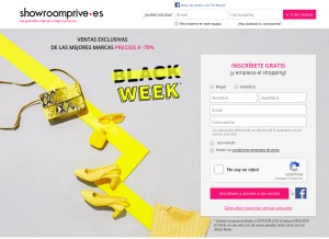 How showroomprive.es looks like on a tablet such as an iPad.