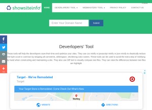 How showsiteinf.org looks like on a tablet such as an iPad.