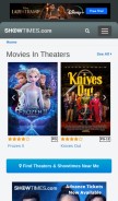 How showtimes.com looks like on a mobile device such as an iPhone.