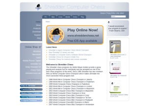 How shredderchess.com looks like on a tablet such as an iPad.