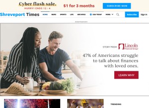 How shreveporttimes.com looks like on a tablet such as an iPad.