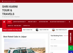 How shrikarnitravels.com looks like on a tablet such as an iPad.