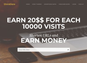 How shrinkhere.xyz looks like on a tablet such as an iPad.