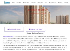 How shriramserenity.org.in looks like on a tablet such as an iPad.