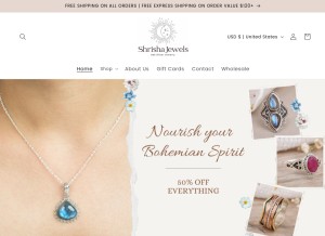 How shrishajewels.com looks like on a tablet such as an iPad.