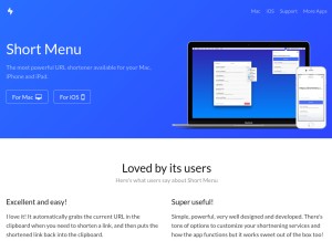 How shrtm.nu looks like on a tablet such as an iPad.