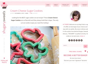 How shugarysweets.com looks like on a tablet such as an iPad.