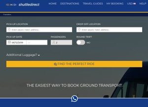 How shuttledirect.com looks like on a tablet such as an iPad.