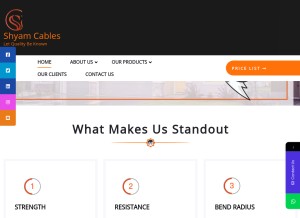 How shyamcables.com looks like on a tablet such as an iPad.