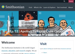 How si.edu looks like on a tablet such as an iPad.