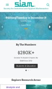How siam.org looks like on a mobile device such as an iPhone.