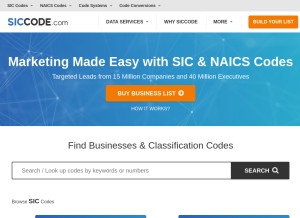 How siccode.com looks like on a tablet such as an iPad.