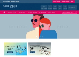 How siddharthopticals.com looks like on a tablet such as an iPad.